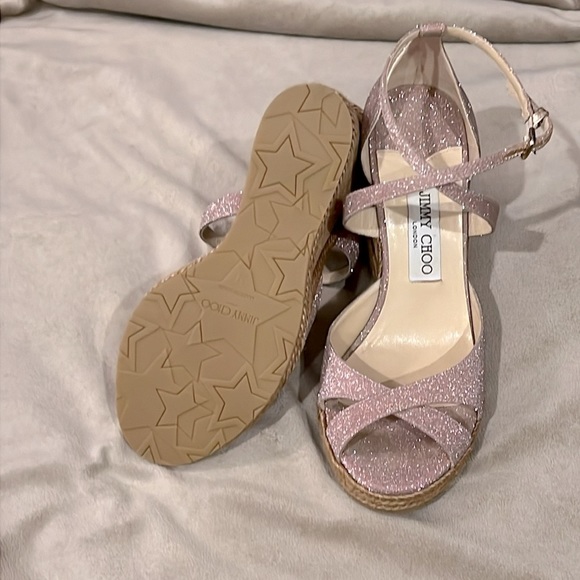 Jimmy Choo Alanah 105 Glittered Woven Espadrille - Picture 3 of 8